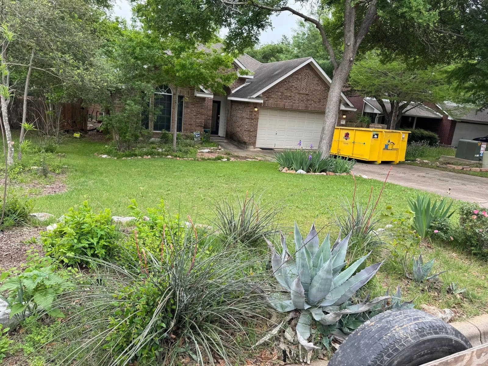 Residential front garden before the bed and drainage refresh
